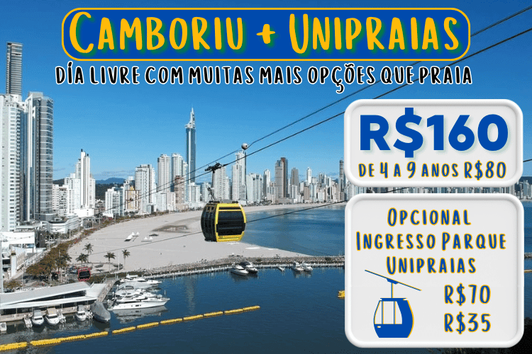 Bate e volta + dia livre no Balneario Camboriu
